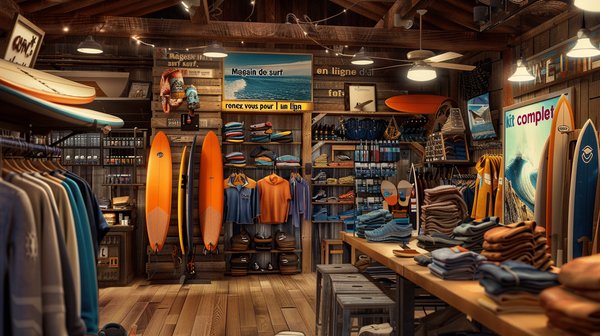 Magasin de surf en ligne : rendez-vous pour l'achat d'un kit complet